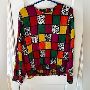 Colorful Checkered Women's Top